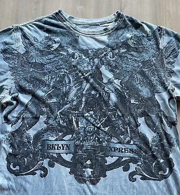 Y2K Brooklyn Express Grunge Goth Affliction Style Shirt Mens Medium • $35