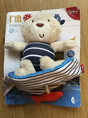 Mothercare Whale Bay Bear In Boat Musical Pull Toy 🐳 New 🐳 • £12