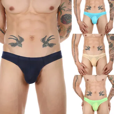 £4.07 • Buy Mens Sexy Low Rise Bulge Pouch See-through Mesh G-string Shorts Briefs Underwear
