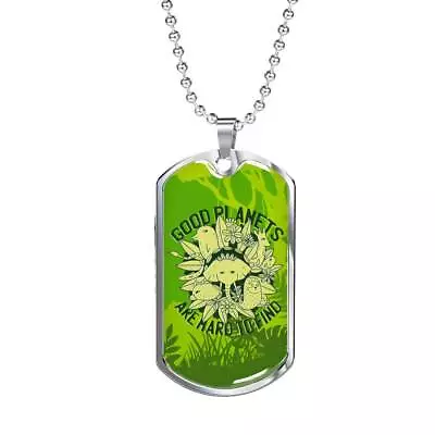 Good Planets Necklace UFO Alien Fan Stainless Steel Or 18k Gold Dog Tag 24  Cha • $49.95