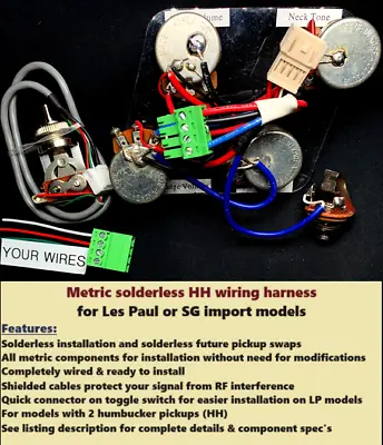 Les Paul / SG - Solderless Metric Wiring Harness For Import Models • $82