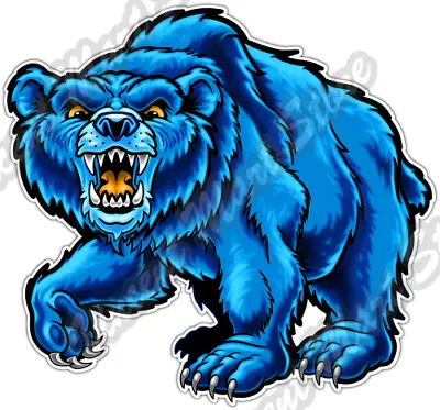 £3.41 • Buy Growling Blue Bear Mascot Animal Wildlife Car Bumper Vinyl Sticker Decal 4.6 