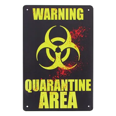 Metal Warning Q-tine Area Wall Sign Biohazard Man Cave Birthday Party Decor • $11.81