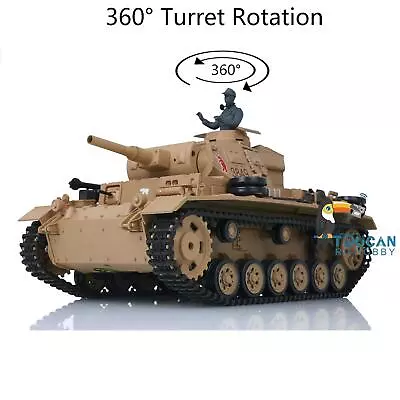 1:16 Henglong 7.0 Plastic 3849 Panzer III H RTR RC Tank 360°Turret BB Pellets • $342.98