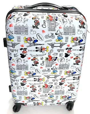 Disney Minnie Mickey Mouse Hardshell Luggage Carry On Spinner 25   • $125.99