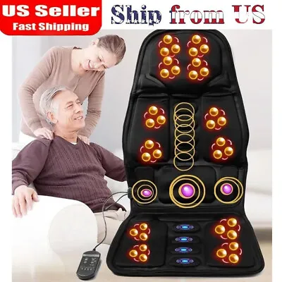 8 Mode Massage Seat Cushion With Heated Back Neck Massager Chair For Home / Car • $32.84