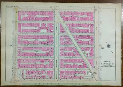 £153.85 • Buy 1916 FREDERICK DOUGLASS CIRCLE HARLEM MANHATTAN NEW YORK CITY NY Street Map 