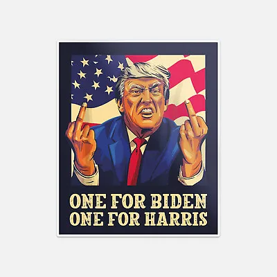 Trump Middle Finger Biden Harris American Flag Vinyl Sticker Decal • $2.75