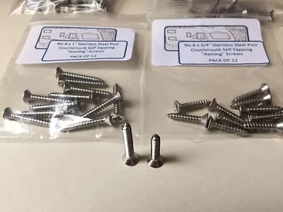 Stainless Steel Caravan Awning Rail Screws Camping Motorhome  - Pack Of 12 No.6g • £3.16