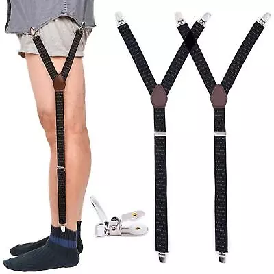 Mens Shirt Stays Military Adjustable Elastic Garter Straps Sock Non-slip Clam... • $23.76