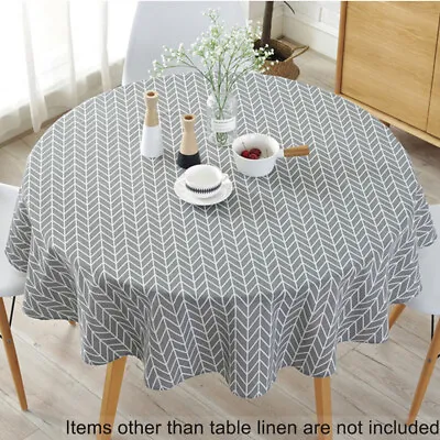 Round Table Cloths Cotton Linen Cover Garden Dining Tableware Party Tablecloth· • £10.79