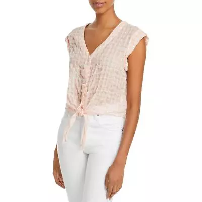 Bella Dahl Womens Pink Sheer Tie Front Button Down Blouse Shirt M BHFO 6145 • $10.99