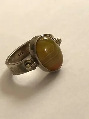 $25 • Buy Vintage Sterling Silver Beaded Accents Carnelian Agate S9 Ring 082923@