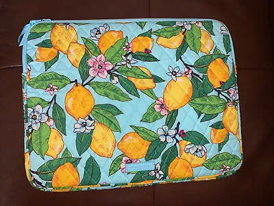 VERA BRADLEY Quilted Cotton Laptop Sleeve Lemon Grove Yellow Blue MSRP $59 • $15.99