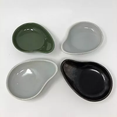 Mid Century Atomic Bowls Paisley Bronze Gray Green Signed Set Of 4 • $29.12