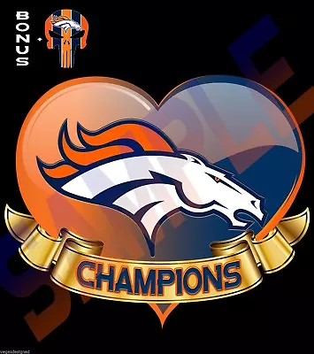 Denver Broncos CHAMPIONS Heart Decal Sticker Car Truck Window Outdoor 5  FC-DBC5 • $6.95