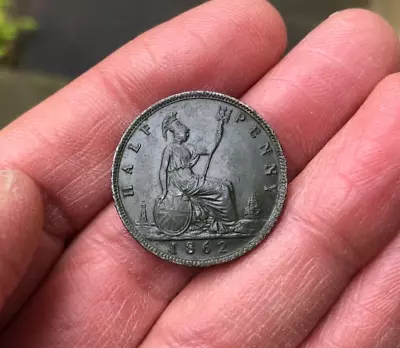 HALF PENNY 1862 GB British Victoria Bronze Coin Halfpenny Halfpence • £2.99