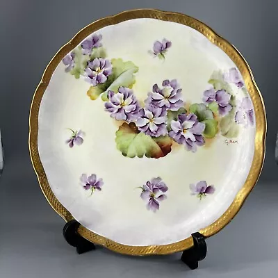 Richard Ginori Italy Hand Painted Plate Floral Purple 10  Numbered 217 & Signed  • $35