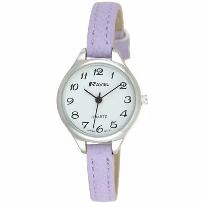 Ladies Petite Cocktail Watch By Ravel Faux Purple Leather Strap Model R0131.07.2 • £8.19