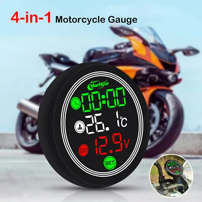 9-24V Motorcycle Thermometer LED Digital Electronic 4 In 1 Air Temperature Meter • $17.60