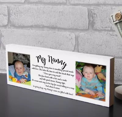£10.99 • Buy Large 11x4  Nanny Nan Mum Birthday Keepsake Plaque Photo Block Present Gift