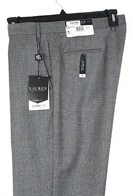 Lauren Ralph Lauren Classic-Fit Wool Suit Pant Black/White Houndstooth 36x34 NWT • $44.96