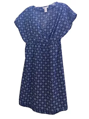 H&M Mama Sz S Maternity Dress Blue Print V Neck • $3.98