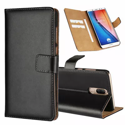 UK Genuine Real Leather Slim Wallet Case With Card Slot For Huawei Mobiles • £5.19