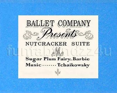 Vtg Barbie Ballerina #989 Inspired Nutcracker Ballet Program Poster Card REPRO • $3.50