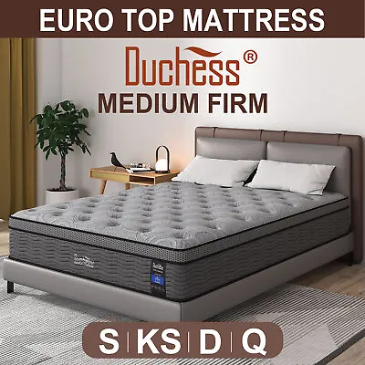 $289 • Buy QUEEN DOUBLE KING SINGLE Mattress Bed Euro Top Pocket Spring Medium Firm Foam