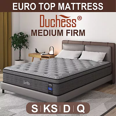 $159 • Buy QUEEN DOUBLE KING SINGLE Mattress Bed Euro Top Pocket Spring Medium Firm Foam