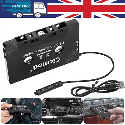 Bluetooth 5.1 Car Audio Stereo Cassette Tape Adapter To Aux For Iphone Samsung • £10.99