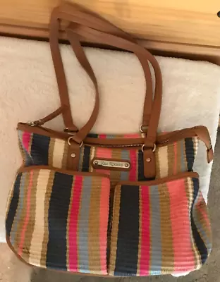 KIM ROGERS COLORFUL VENICE STRAW & Faux Leather HANDBAG 13  X 9   VGC • $5.99