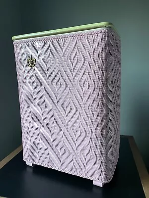 Vintage Clothes Hamper Pink Mid Century Wicker Laundry Basket Fleur De Lis • $98