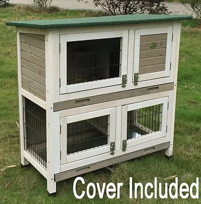 Rabbit Hutch Guinea Pig Hutches Run Runs Large 2 Tier Double Decker Cage Cover  • £139.99