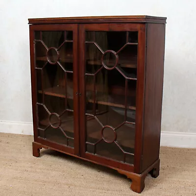 Antique Glazed Bookcase Mahogany Astragal Display Cabinet Victorian • £495