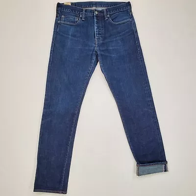 J Crew Jeans Mens 30x30 Blue 484 Slim Fit Tapered Selvedge Stretch Denim • $47.62