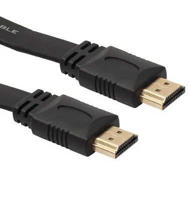 HDMI Cable V2.0 Flat Gold Plated High Speed 3D 4K UHD HDMI Lead 1M 2M 3M 5M 10M • £4.24