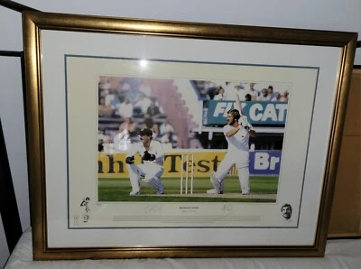 £55 • Buy 2x Framed Cricket Memorabilia Art Pieces - Ian Botham Giles Ridley Signed