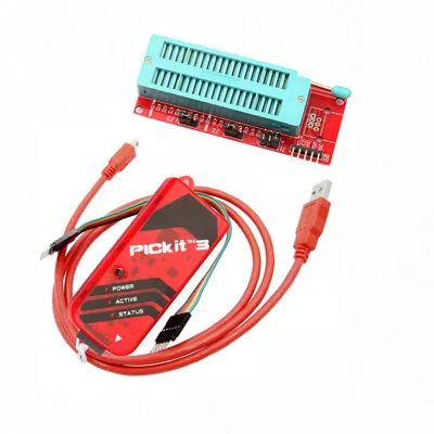 PICKit3 Microchip Programmer W/ USB Cable Wires Pic Kit 3 And ICSP Socket • $37.65