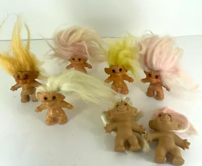 Lot Of 7 Vintage 3  Troll Dolls Marked Dam 64 & 1 Outfit • $13