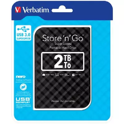 NEW Verbatim Store-N-Go USB 3.0 Portable Hard Drive 2TB Black High Speed • $169.95