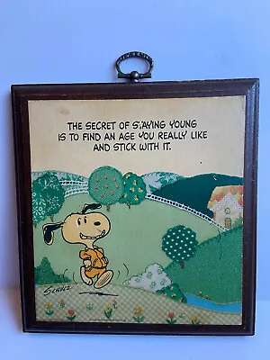  Antique Rare 1958 Snoopy Peanuts  Wooden Frame Poster Art W/ Hinge By Schulz  • $90