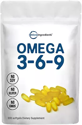 Triple Omega 3 6 9 3600Mg Per Serving 300 Softgels Including Fish Oil Flaxse • $138.15