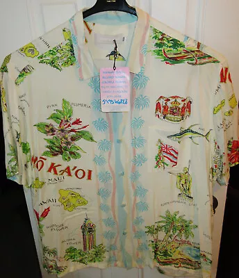 Nwt Rare Jams World Of Honolulu Hawaii   No Ka Oi Hawaiian Map   Xxl 100% Rayon • $178