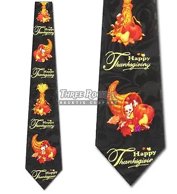 Thanksgiving Ties Turkey Necktie Mens Cornucopia Harvest Happy Brand New • $12