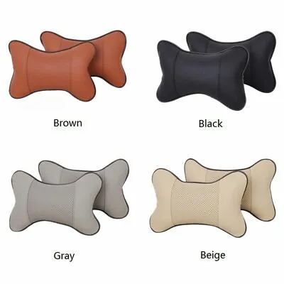 2pcs Car Leather Pillows Headrest Neck Cushion Support Seat Auto Safety Pillows • £3.95