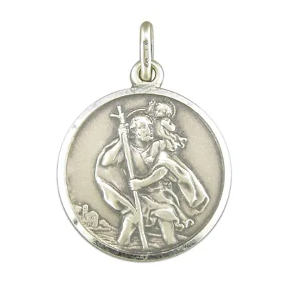 Men's Sterling Silver Large Antique Finish St Christopher Pendant • £48.56