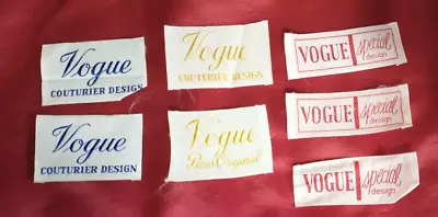 Lot Of 7 Vintage  Vogue Special Design Paris & Couturier Sew In Labels • $29.95