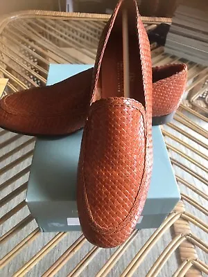 Jaime Mascaro Interwoven TAN Leather Classic Slip Ons Size 39 1/2 E  40 1/2 C • £50